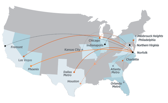 Map for Aviation Institute of Maintenance locations 2023